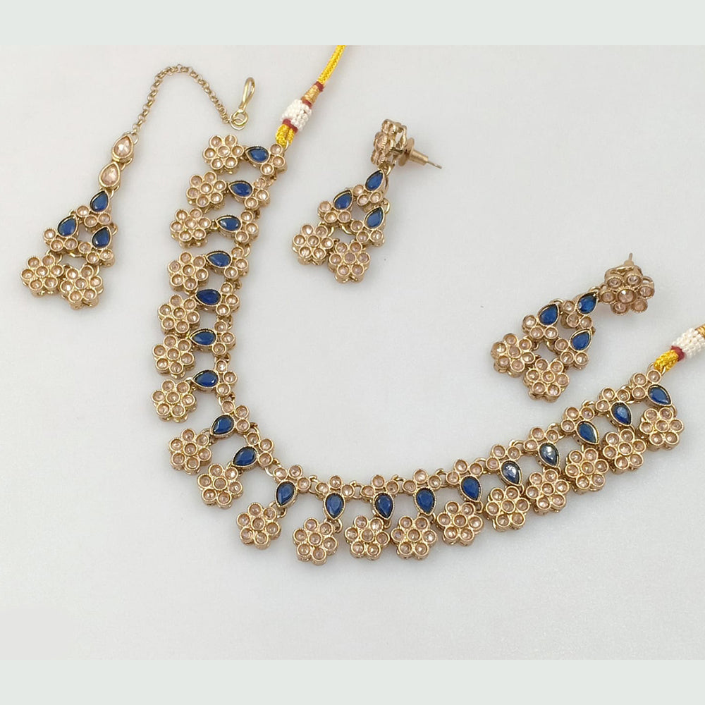 Rajwadi Collection Gold Plated Crystal Stone Necklace Set