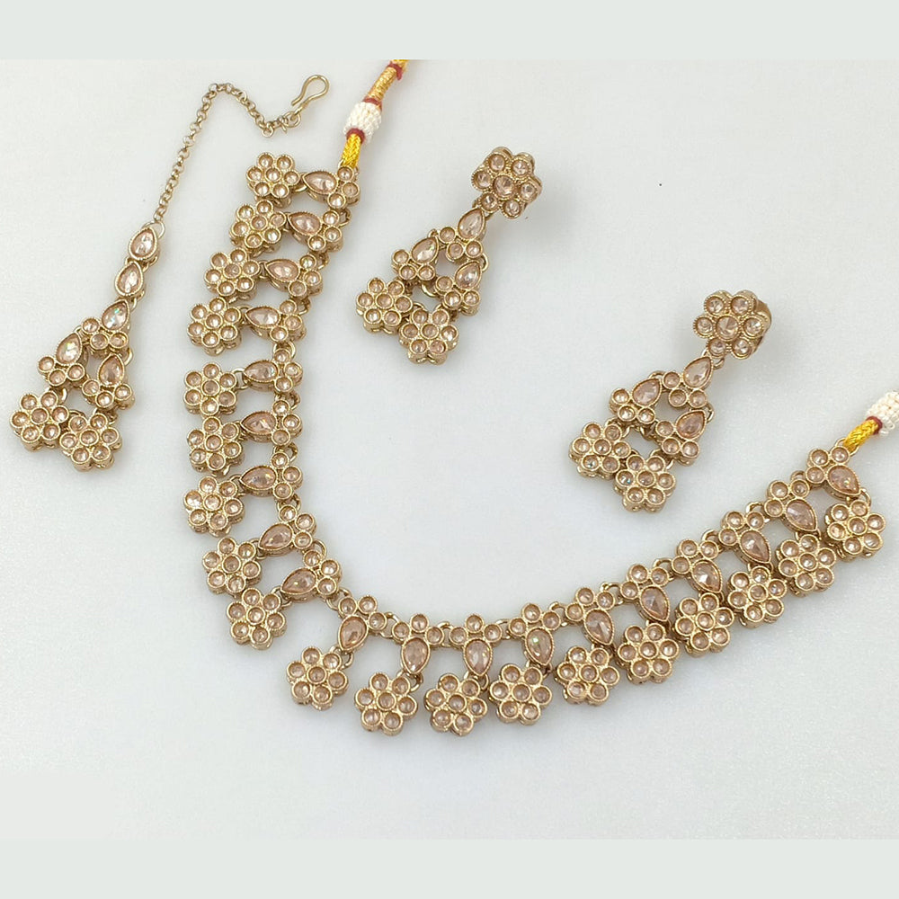 Rajwadi Collection Gold Plated Crystal Stone Necklace Set