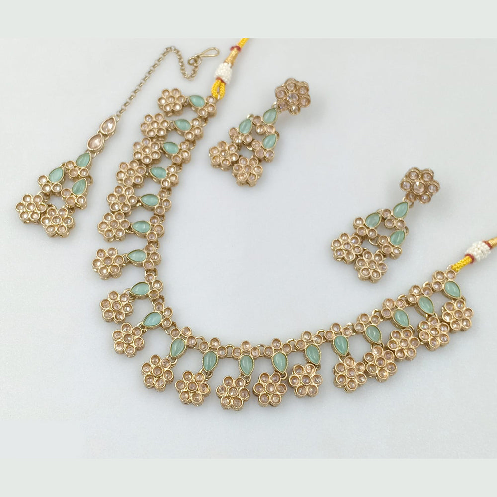 Rajwadi Collection Gold Plated Crystal Stone Necklace Set