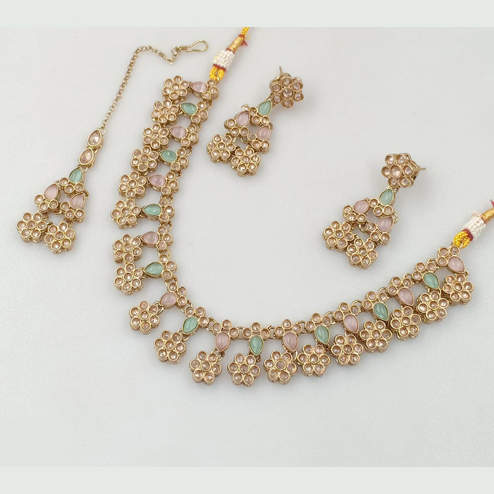Rajwadi Collection Gold Plated Crystal Stone Necklace Set
