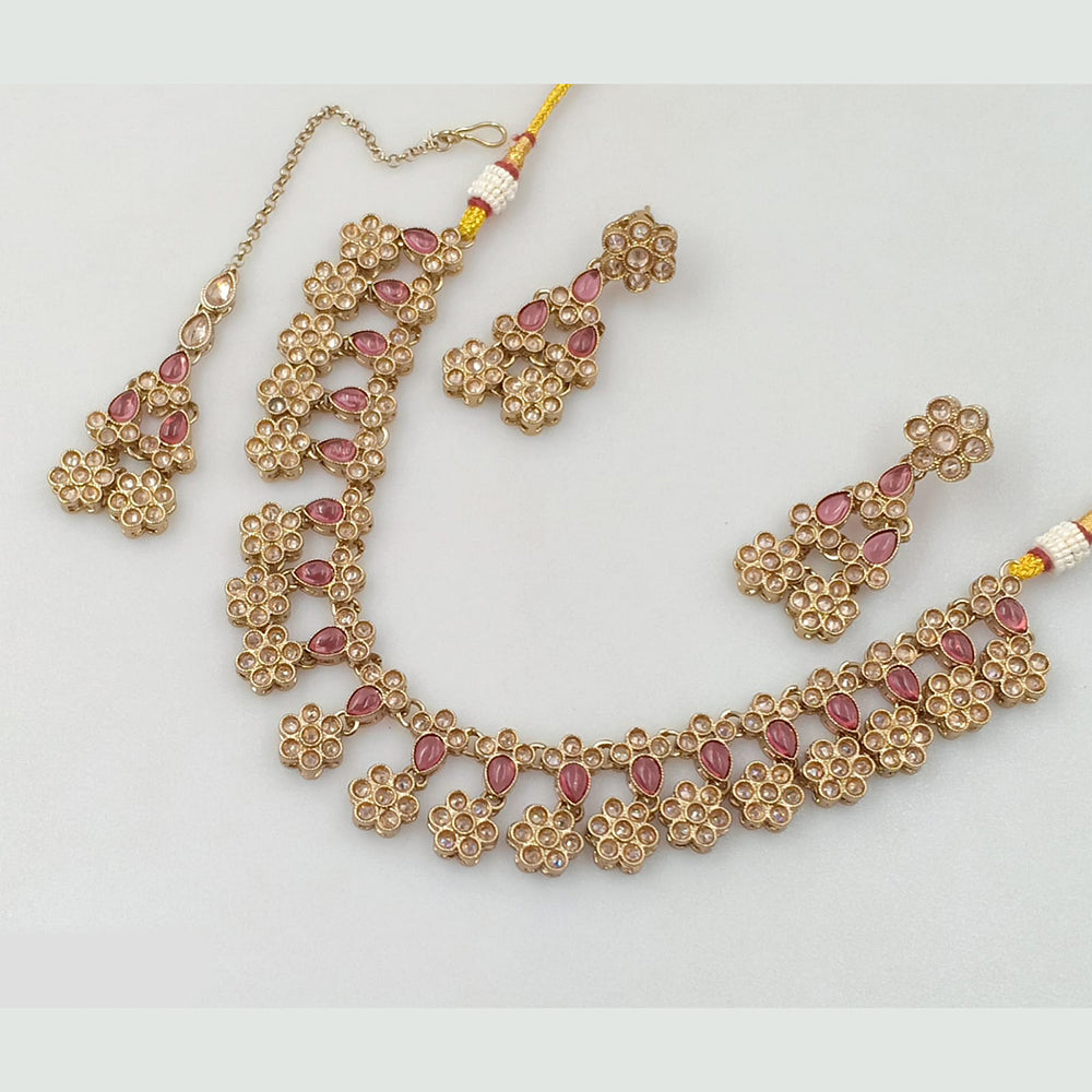Rajwadi Collection Gold Plated Crystal Stone Necklace Set