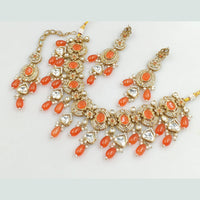 Rajwadi Collection Gold Plated Crystal Stone And Beads Necklace Set