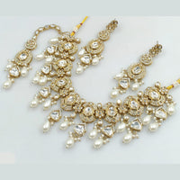 Rajwadi Collection Gold Plated Crystal Stone And Beads Necklace Set
