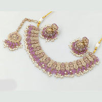 Rajwadi Collection Gold Plated Crystal Stone And Pearls Necklace Set