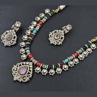 Rajwadi Collection Gold Plated Kundan Stone Necklace Set