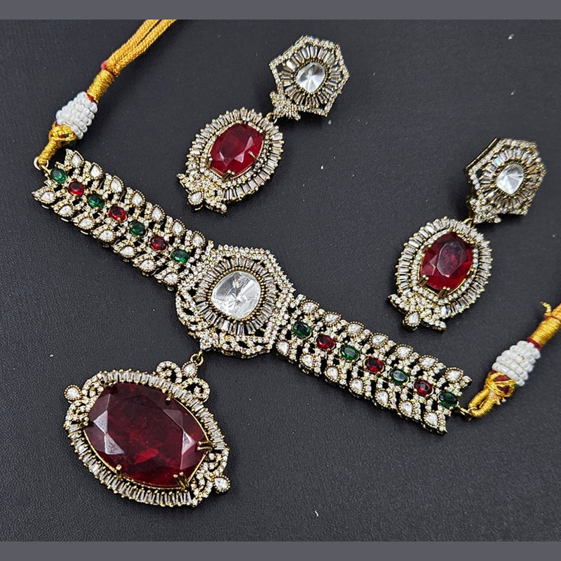 Rajwadi Collection Gold Plated Kundan Stone Choker Necklace Set