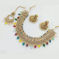 Rajwadi Collection Gold Plated Crystal Stone And Pearls Necklace Set