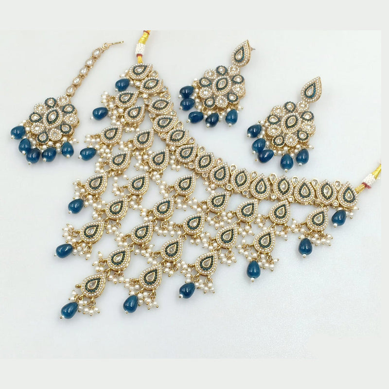 Rajwadi Collection Gold Plated Crystal Stone And Pearls Necklace Set