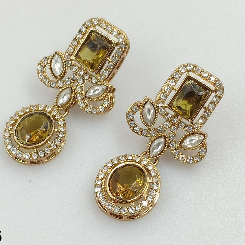 Rajwadi Collection Gold Pated Crystal Stone Dangler Earrings