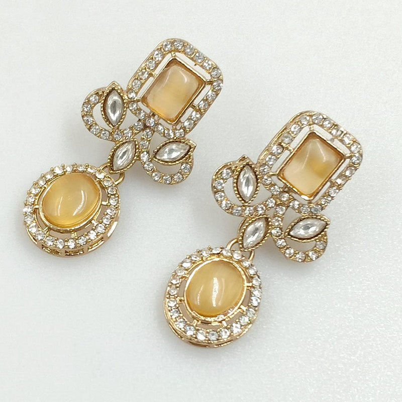 Rajwadi Collection Gold Pated Crystal Stone Dangler Earrings