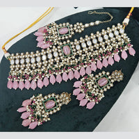 Rajwadi Collection Gold Plated Polki Kundan Stone And Beads Choker Necklace Set