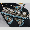 Rajwadi Collection Gold Plated Polki Kundan Stone And Beads Choker Necklace Set