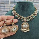 Rajwadi Collection Gold Plated Crystal Stone And Pearls Necklace Set