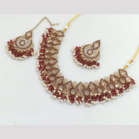 Rajwadi Collection Gold Plated Crystal Stone And Pearls Necklace Set