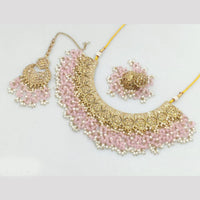 Rajwadi Collection Gold Plated Crystal Stone And Pearls Necklace Set