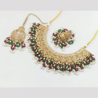 Rajwadi Collection Gold Plated Crystal Stone And Pearls Necklace Set