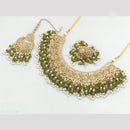 Rajwadi Collection Gold Plated Crystal Stone And Pearls Necklace Set