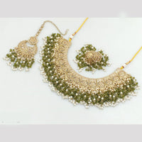 Rajwadi Collection Gold Plated Crystal Stone And Pearls Necklace Set