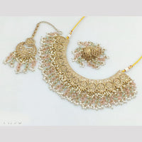 Rajwadi Collection Gold Plated Crystal Stone And Pearls Necklace Set