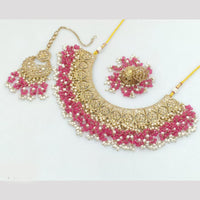 Rajwadi Collection Gold Plated Crystal Stone And Pearls Necklace Set