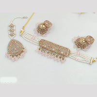 Rajwadi Collection Gold Plated Crystal Stone And Pearls Choker Necklace Set