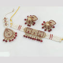 Rajwadi Collection Gold Plated Crystal Stone And Pearls Choker Necklace Set