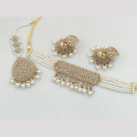 Rajwadi Collection Gold Plated Crystal Stone And Pearls Choker Necklace Set