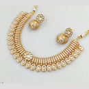 Rajwadi Collection Gold Plated Pota Stone And Pearls Necklace Set