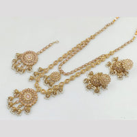 Rajwadi Collection Gold Plated Crystal Stone And Pearls Long Necklace Set