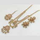 Rajwadi Collection Gold Plated Crystal Stone And Pearls Long Necklace Set