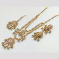 Rajwadi Collection Gold Plated Crystal Stone And Pearls Long Necklace Set