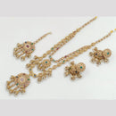 Rajwadi Collection Gold Plated Crystal Stone And Pearls Long Necklace Set