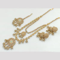 Rajwadi Collection Gold Plated Crystal Stone And Pearls Long Necklace Set