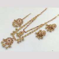 Rajwadi Collection Gold Plated Crystal Stone And Pearls Long Necklace Set