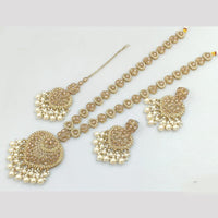 Rajwadi Collection Gold Plated Crystal Stone And Pearls Long Necklace Set