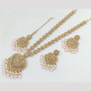 Rajwadi Collection Gold Plated Crystal Stone And Pearls Long Necklace Set