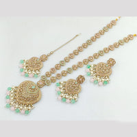 Rajwadi Collection Gold Plated Crystal Stone And Pearls Long Necklace Set