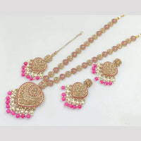 Rajwadi Collection Gold Plated Crystal Stone And Pearls Long Necklace Set