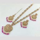 Rajwadi Collection Gold Plated Crystal Stone And Pearls Long Necklace Set