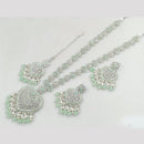 Rajwadi Collection Silver Plated Crystal Stone And Pearls Long Necklace Set