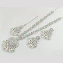 Rajwadi Collection Silver Plated Crystal Stone And Pearls Long Necklace Set