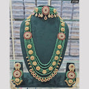 Rajwadi Collection Gold Plated Pota Stone And Pearls Double Necklace Set