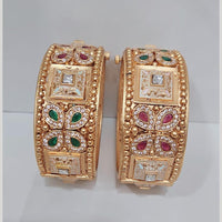 Rajwadi Collection Gold Plated Pota Stone And Meenaakri Openable Bangles Set