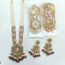 Rajwadi Collection Gold Plated Crystal Stone And Pearl Long Necklace Set