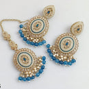 Rajwadi Collection Gold Plated Crystal Stone Pearl And Beads Dangler Earrings With Maangtika