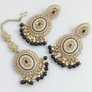 Rajwadi Collection Gold Plated Crystal Stone Pearl And Beads Dangler Earrings With Maangtika