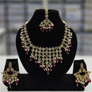 Rajwadi Collection Gold Plated Crystal Stone And Beads Necklace Set