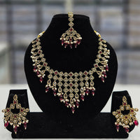 Rajwadi Collection Gold Plated Crystal Stone And Beads Necklace Set