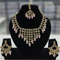 Rajwadi Collection Gold Plated Crystal Stone And Beads Necklace Set