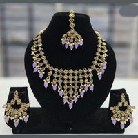 Rajwadi Collection Gold Plated Crystal Stone And Beads Necklace Set
